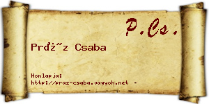 Práz Csaba névjegykártya